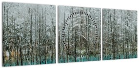 Obraz - Turkusowy staw, Biei, Japonia (z zegarem) (90x30 cm)