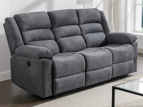 Kanapa 3 osobowa z funkcją relax elektryczna z szarą tapicerką - BUROLO