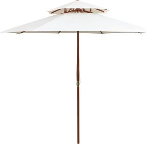 Kremowy Parasol Ogrodowy Z Drewnianym Słupkiem B0-T53