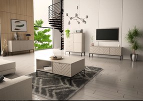 Komoda ze wzorem jodełki Aspen 03 cashmere/czarny