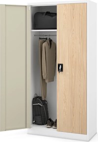Socjalna szafa ubraniowa Eco Design Dawid, 90x45x185 cm, biały/dąb sonoma