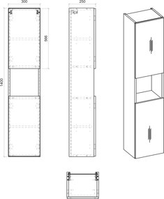 Zestaw łazienkowy Nova 08, dąb coast evoke - szafka 140 cm z koszem na pranie i słupek