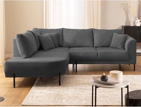 Ciemnoszary narożnik z tkaniny szenilowej (lewostronny/w kształcie litery L) Mauris – Ropez