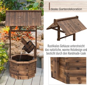 Outsunny fontanna ogrodowa fontanna ozdobna fontanna wodospad lite drewno kolor brązowy