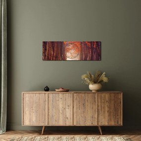 Obraz - Jesienny las (z zegarem) (90x30 cm)