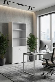 Biały regał biurowy z drzwiczkami Z1-G64