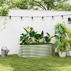 Outsunny Skrzynia do sadzenia, metalowa donica z krawędzią bezpieczeństwa i rękawicami, otwarte dno, 160B x 80T x 56H cm, Ciemnoszary | Aosom PL