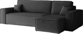Narożnik BEST L z funkcją spania i pojemnikiem, tkanina Neve, Ciemnoszary, Prawy
