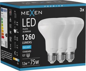 Mexen Nova 3x żarówka LED E27, R80, 12W, Zimna - 6500K, 1260 lm - L105-E27-1265-01x03