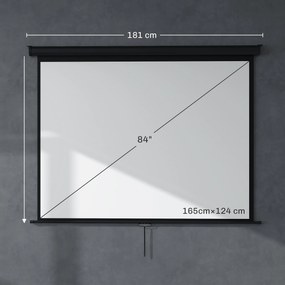 HOMCOM Ekran projekcyjny 171 x 128 cm przekątna 213,36 cm 4:3 HD 4K Tworzywo sztuczne, metal Kino domowe | Aosom PL