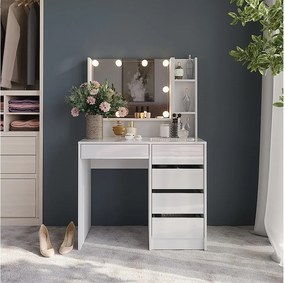 Stół toaletowy biały/biały wysoki połysk 89.8x50.1x76 sherry