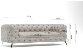 Jasnoszara aksamitna sofa 225 cm Chelsea – Ropez