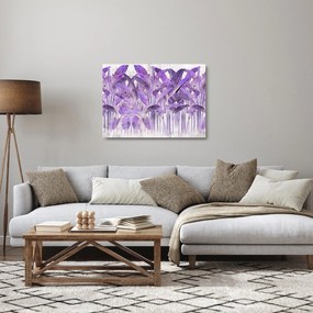 Obraz na szkle - Fioletowe liście w gipsie (70x50 cm)