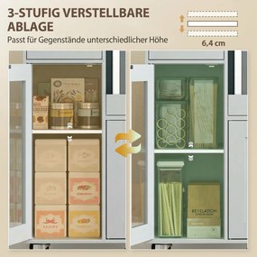 HOMCOM Szafka kuchenna na kółkach, mobilna komoda kuchenna z półkami, szufladami, regulowaną półką, otworem na kabel, szary | Aosom PL