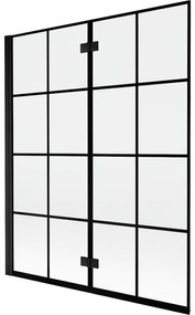 Mexen Mist parawan nawannowy 2-skrzydłowy lewy 140 x 150 cm, czarna kratka, czarny - 8A9-140-002-70-77-L