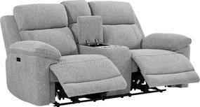 Kanapa 3-osobowa,  2-osobowa z elektryczną funkcją relaksu, w tkaninie melanżowej szarej KELUNO