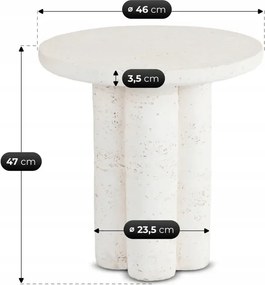 Stolik Kawowy BROK 46 cm Krem/Beż Japandi