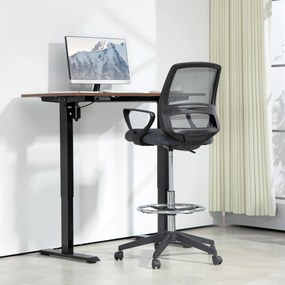 Vinsetto Ergonomiczny Fotel Biurowy z Podłokietnikami i Regulowanym Podnóżkiem Siatka Szary