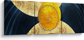 Obraz - Koła (z zegarem) (90x30 cm)