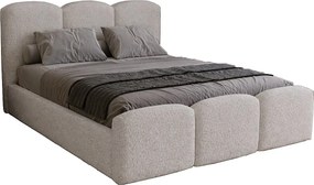 Łóżko tapicerowane 180x200 cm Capri - pojemnik, stelaż metalowy - tkanina boucle, jasny szary (Lambi 11)