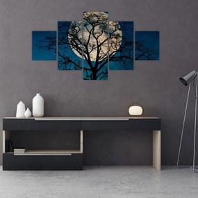 Obraz drzewa z pełnią księżyca (125x70 cm)