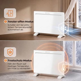 HOMCOM Inteligentny panel grzewczy 1500 W, wolnostojący/montaż ścienny, ogrzewanie elektryczne z 7-dniowym timerem, wykrywanie otwartego okna, ochrona przed mrozem, biały | Aosom PL
