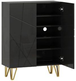 HOMCOM Szafka na buty z 2 drzwiami, regał na buty, przechowywanie butów z 3 regulowanymi półkami 72 x 31,5 x 95 cm, Czarny