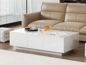 Stolik kawowy - 2 szuflady i 2 skrzynie - z płyt wiórowych - Biały