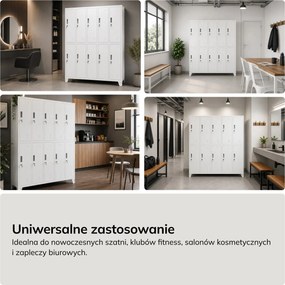 Szafa socjalna ubraniowa 10-drzwiowa biała, 1360x1720x450 mm: BARTEK