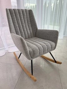 Fotel wypoczynkowy bujany do salonu, sypialni, na płozach tkanina beż, FW6