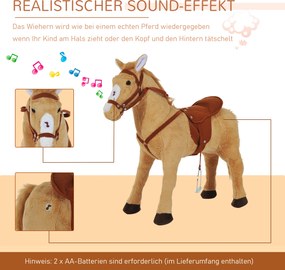 HOMCOM jazda na koniu konik-zabawka pluszowy konik dla dzieci stojący koń wydający odgłosy siedzenie wysokość 48 cm