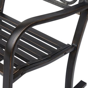 Outsunny Krzesło Bujane Ogrodowe Metalowe Antyczny Styl Brązowe Wygodne Siedzisko 60x73x85cm | Aosom PL