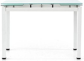Biały metalowy stół z wysuwanym białym szklanym blatem 110x70cm - RAPALLO