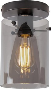 Designerska lampa sufitowa czarna z dymionym szkłem - Dome