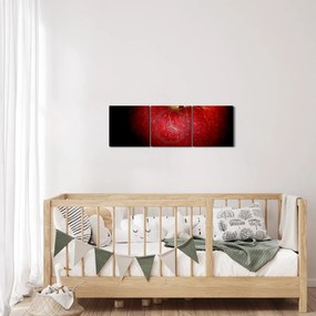 Obraz jabłka na czarnym tle (z zegarem) (90x30 cm)