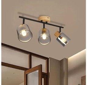 Brilagi - Oprawa punktowa HYGGE 3xE14/15W/230V drewno kauczukowe/przydymione