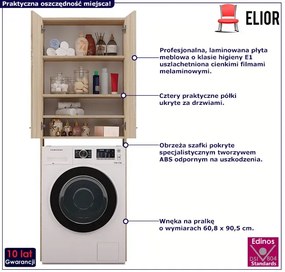 Minimalistyczna szafka nad pralkę dąb sonoma - Nemer