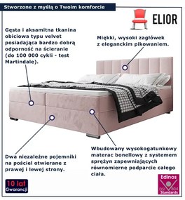 Różowe welurowe łóżko kontynentalne 5 rozmiarów N8-D84