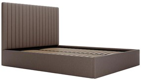 Łóżko ze skrzynią i pionowo przeszywanym zagłówkiem 160 x 200 cm - Sztruks - Taupe - SARAH