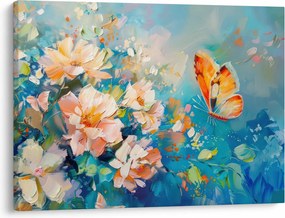 Obraz - Motyl i kwiaty, obraz olejny II. (70x50 cm)