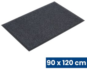 Trwała mata wejściowa z PVC, dywanowa, 90 x 120 cm, szara