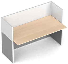 Biurko PRIMO z panelami, tablica magnetyczną, 1 stanowisko, szary/brzoza