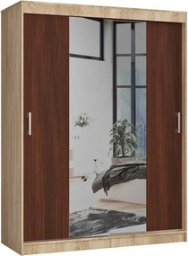 Przesuwna szafa z półkami i drążkiem dąb sonoma + wenge R7-A87