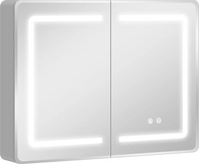 HOMCOM Szafka łazienkowa z lustrem LED, 60 x 80 cm, z funkcją odparowywania, regulowane oświetlenie w 3 kolorach | Aosom PL