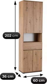 Szafka na buty z siedziskiem + wieszak + słupek Suspended 120 cm grafit/dąb artisan