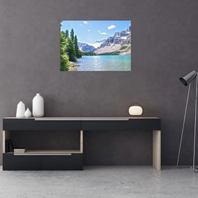 Obraz na szkle alpejskiego jeziora (70x50 cm)