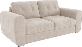 Kanapa 3-osobowarozkładana typu express z beżowej tkaniny - Miejsce do spania stelaż z szerokich listew 140 cm - Materac 14 cm - BOLIPO