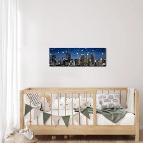 Obraz - Wielkie miasto nocą (z zegarem) (90x30 cm)