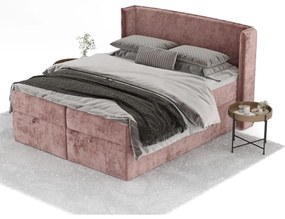 Różowe łóżko boxspring ze schowkiem 200x200 cm Passion – Maison de Rêve