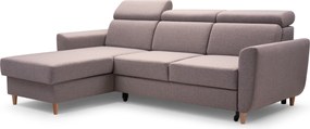Masseno Narożnik SAPORE z funkcją spania i pojemnikiem na pościel Narozniki L, Rozkładana sofa - Beżowy, DENVER 05